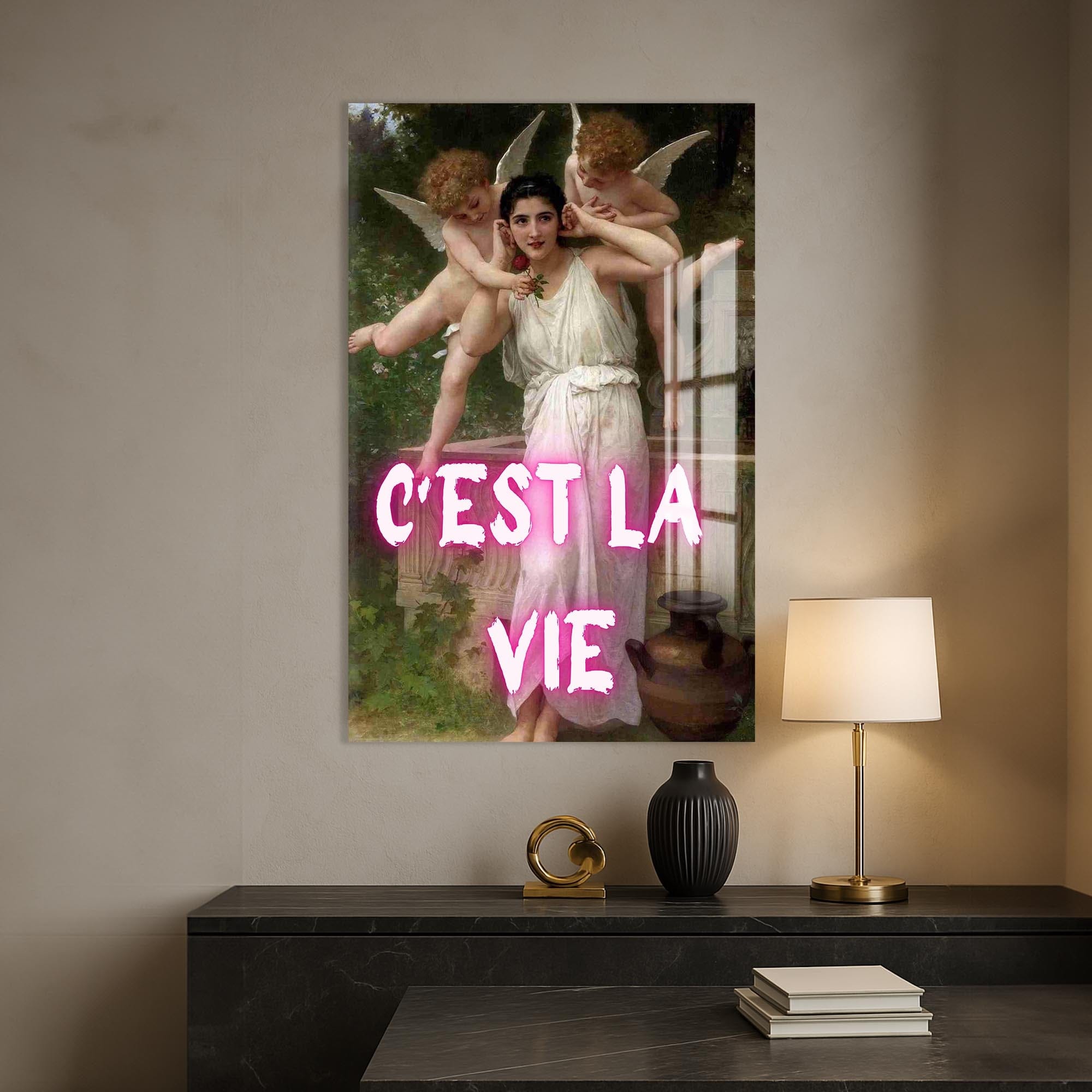 Artronauts Glass Print C’EST LA VIE - Tempered Glass Wall Art
