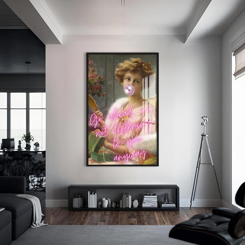 Artronauts Glass Print S | 72x46 cm | 28.3"x18.1" / Black Not Listening Anyway - Tempered Glass Wall Art