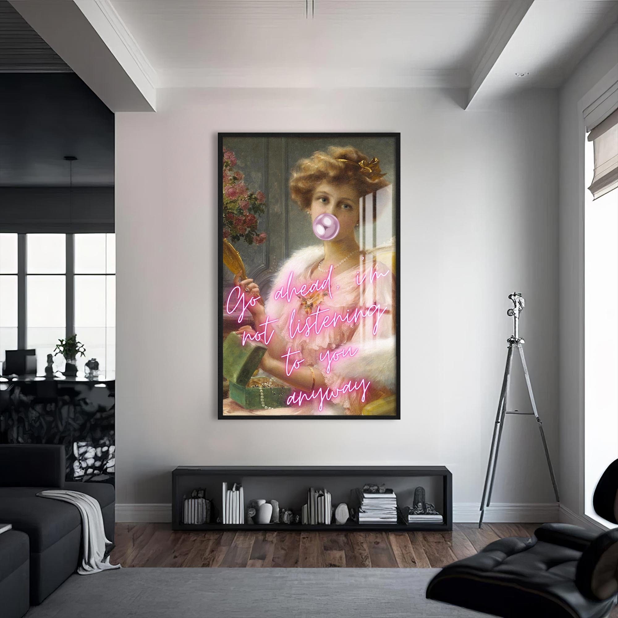 Artronauts Glass Print S | 72x46 cm | 28.3"x18.1" / Black Not Listening Anyway - Tempered Glass Wall Art