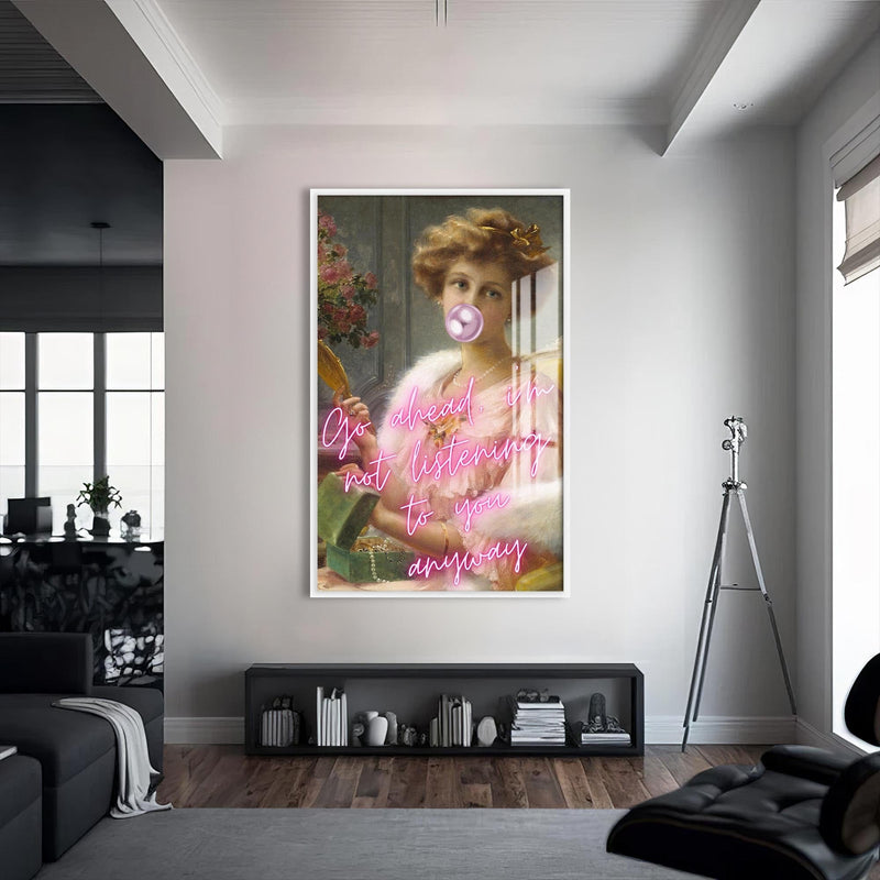 Artronauts Glass Print S | 72x46 cm | 28.3"x18.1" / White Not Listening Anyway - Tempered Glass Wall Art