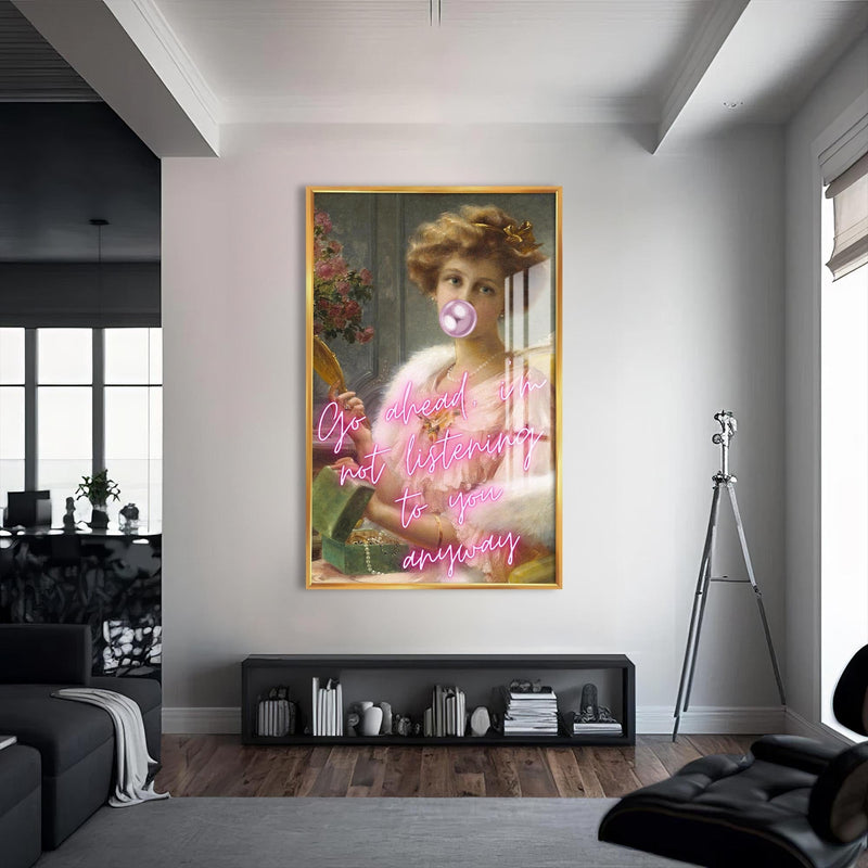 Artronauts Glass Print S | 72x46 cm | 28.3"x18.1" / Gold Not Listening Anyway - Tempered Glass Wall Art