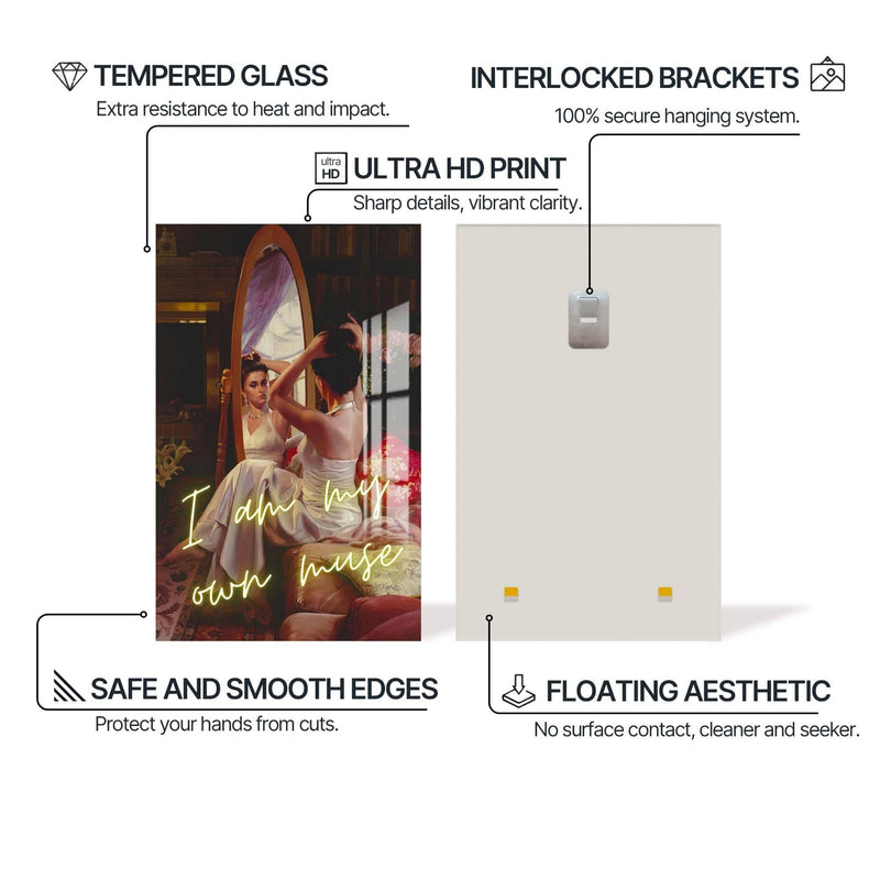 Artronauts Glass Print I Am My Muse - Tempered Glass Wall Art