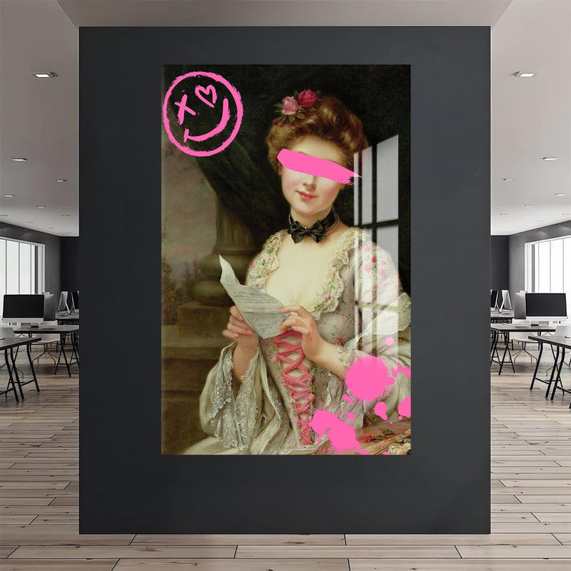 Artronauts Glass Print Pink Rebel Portrait - Tempered Glass Wall Art