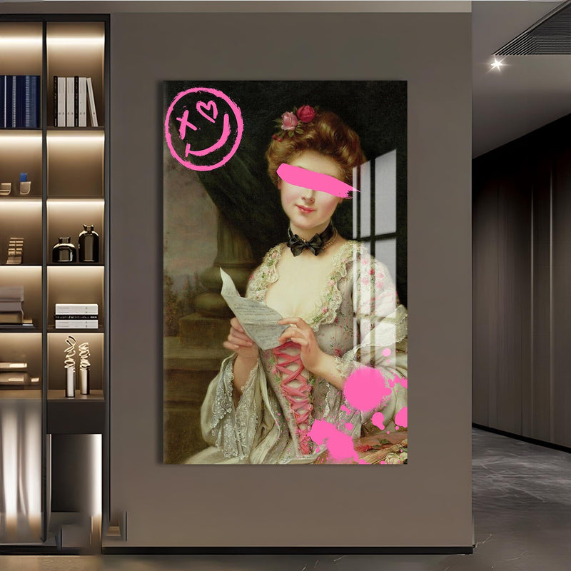 Artronauts Glass Print Pink Rebel Portrait - Tempered Glass Wall Art