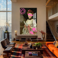 Artronauts Glass Print Pink Rebel Portrait - Tempered Glass Wall Art