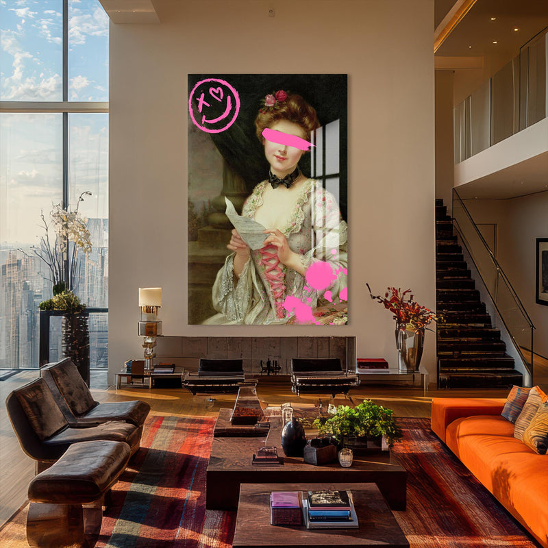 Artronauts Glass Print Pink Rebel Portrait - Tempered Glass Wall Art