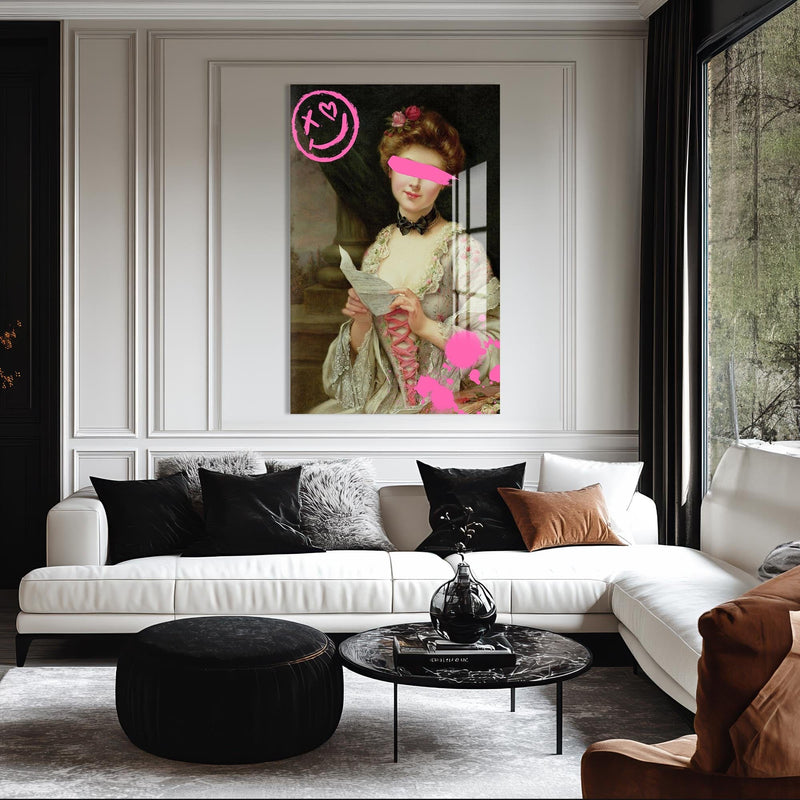 Artronauts Glass Print Pink Rebel Portrait - Tempered Glass Wall Art