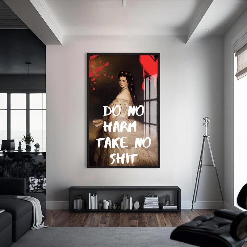 Artronauts Glass Print S | 72x46 cm | 28.3"x18.1" / Black Do No Harm - Tempered Glass Wall Art