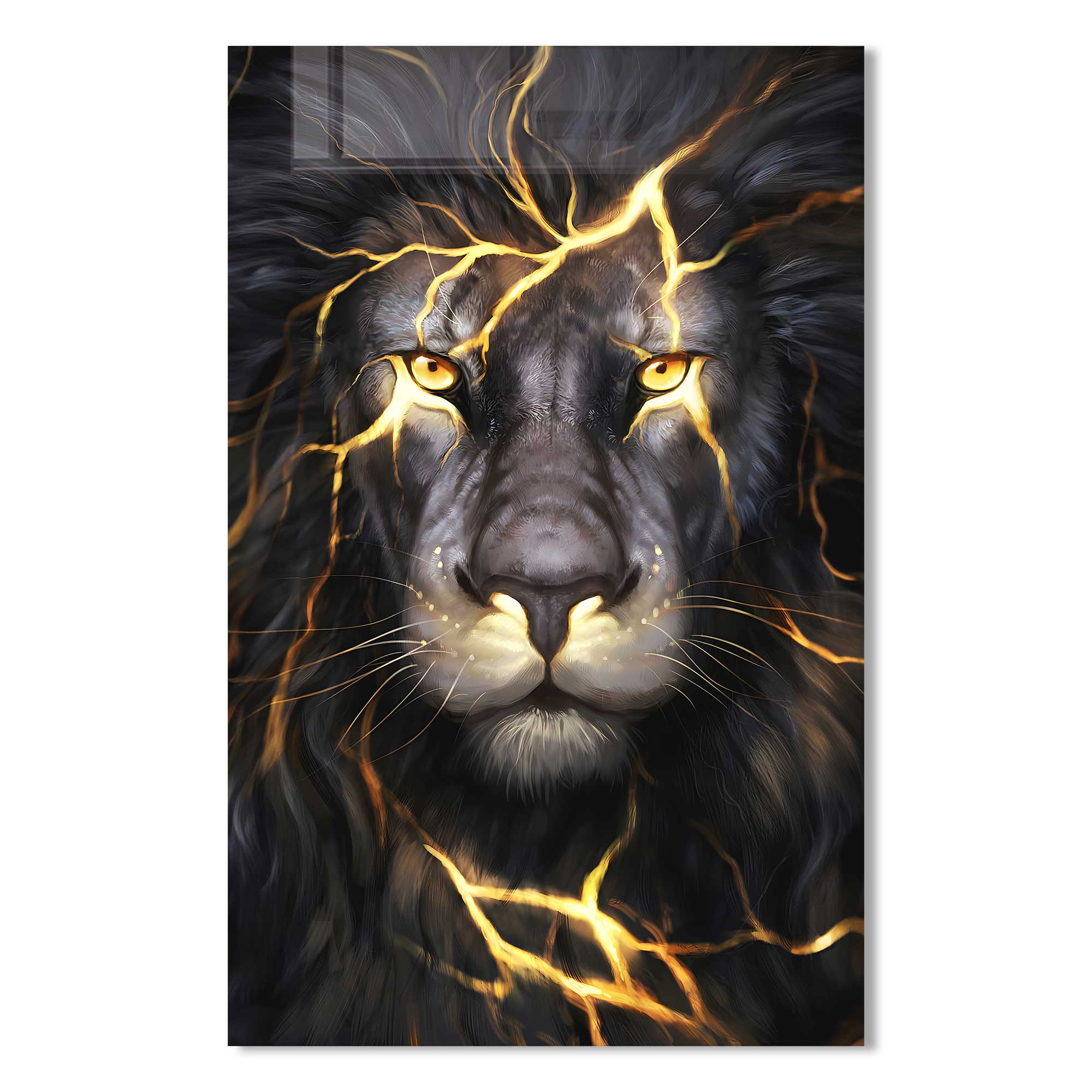 Lightning Lion - Tempered Glass Wall Art