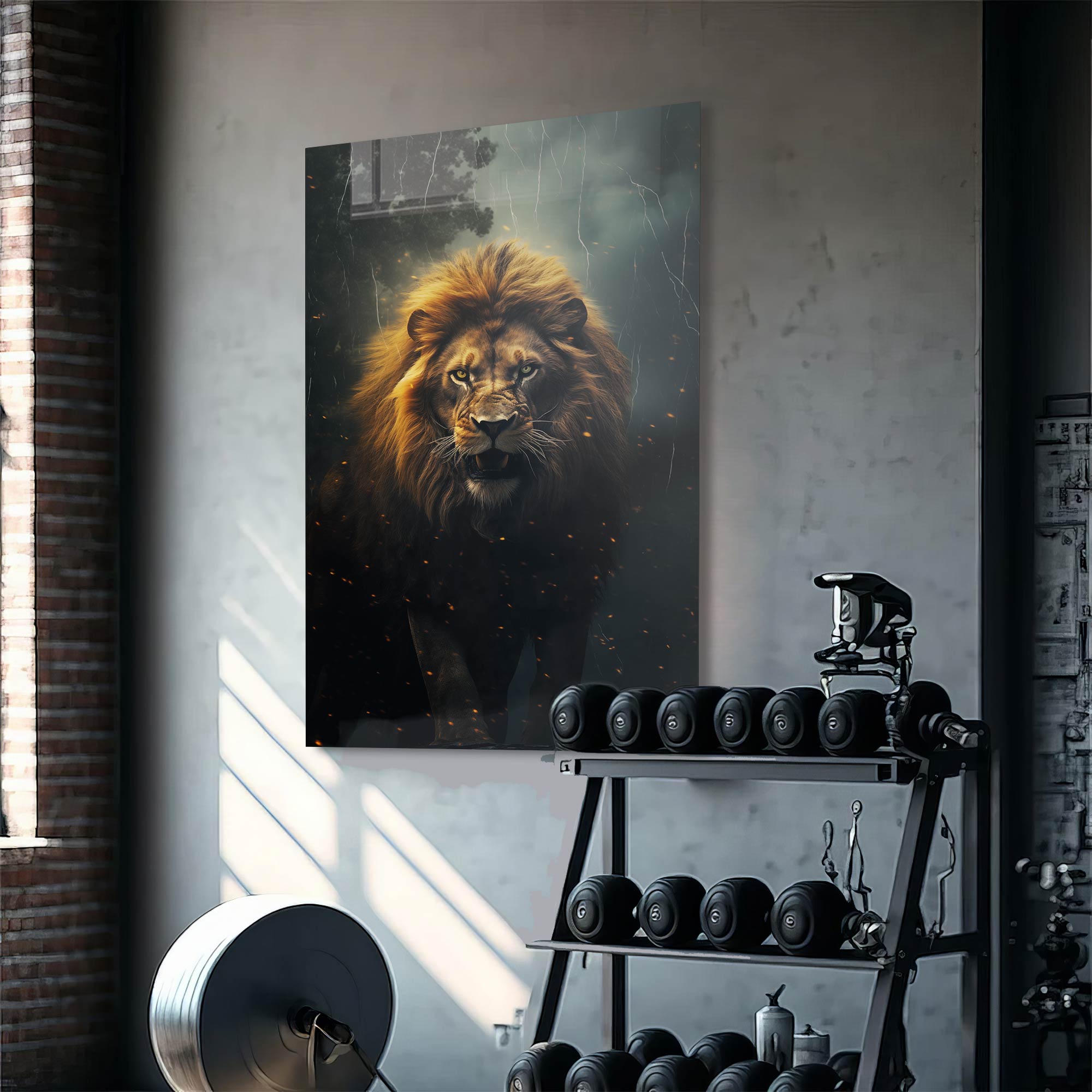 Hunting Lion - Tempered Glass Wall Art