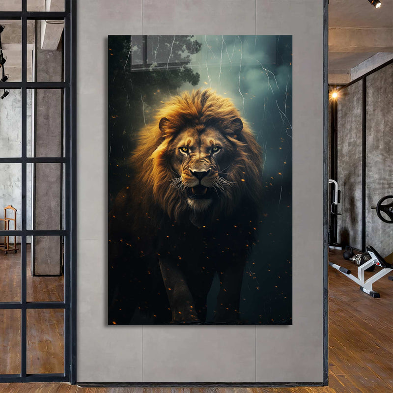 Artronauts Glass Print Hunting Lion - Tempered Glass Wall Art