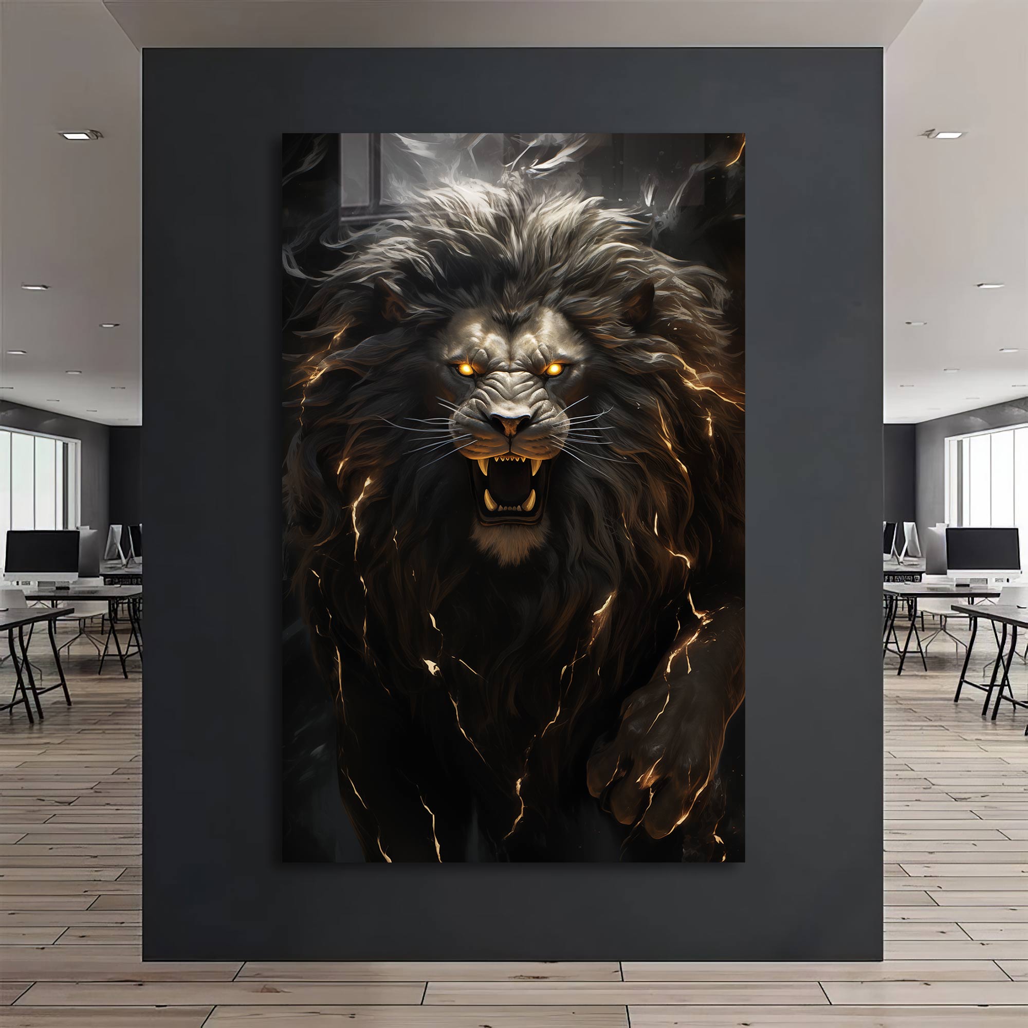 Furious Lion - Tempered Glass Wall Art