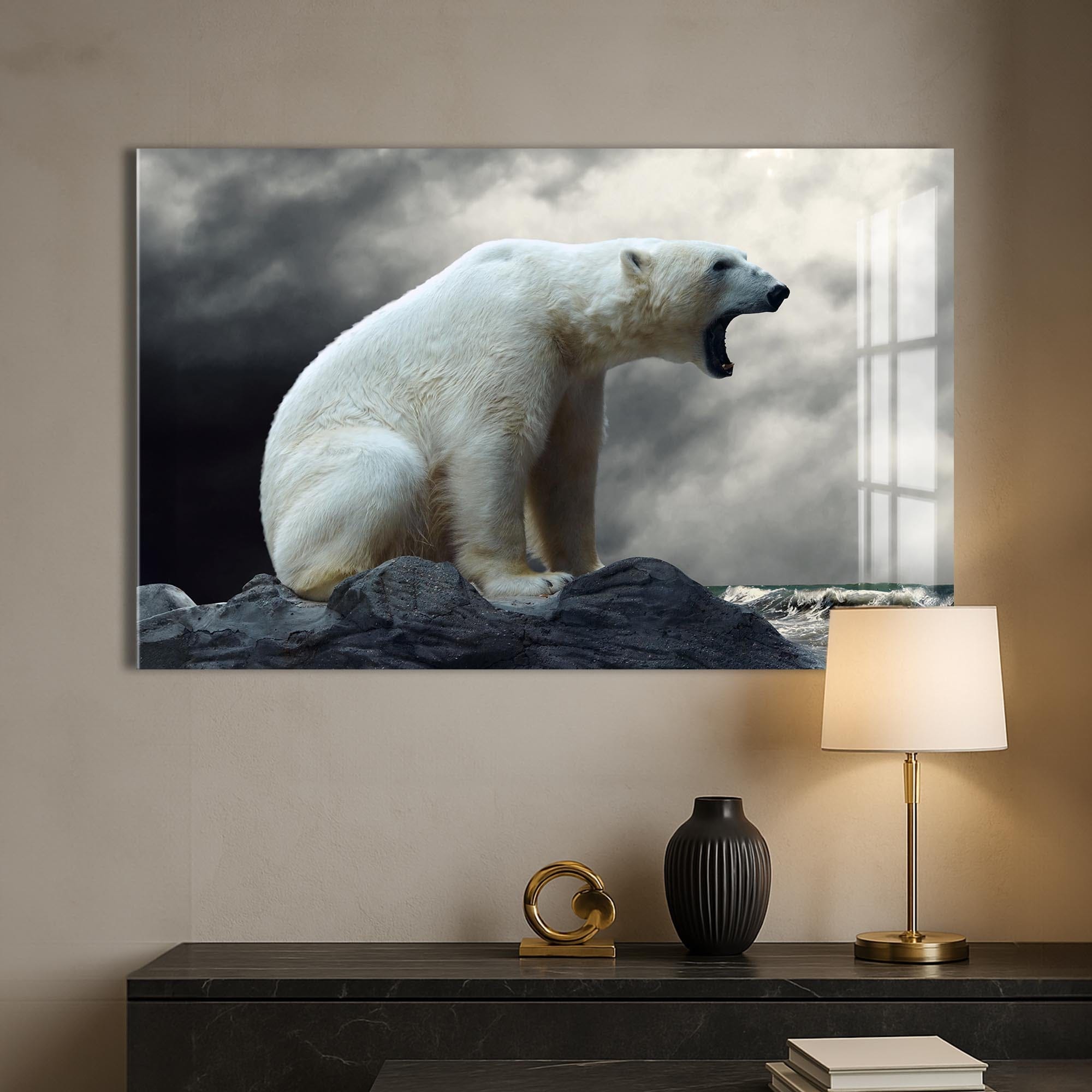 Artronauts Glass Print Roaring Polar Bear – Animal Tempered Glass Wall Art