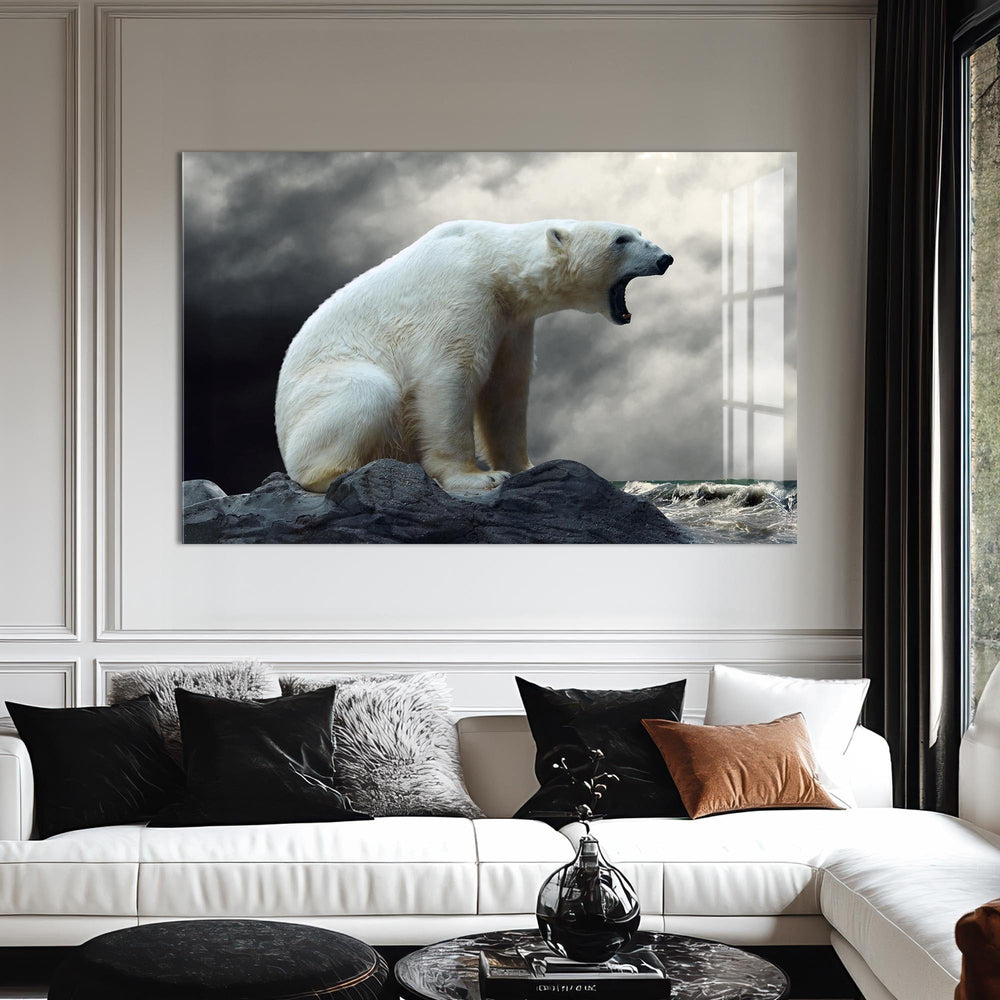 Artronauts Glass Print Roaring Polar Bear – Animal Tempered Glass Wall Art