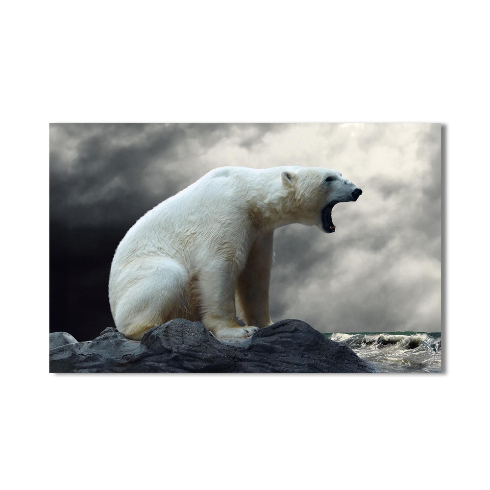 Artronauts Glass Print Roaring Polar Bear – Animal Tempered Glass Wall Art