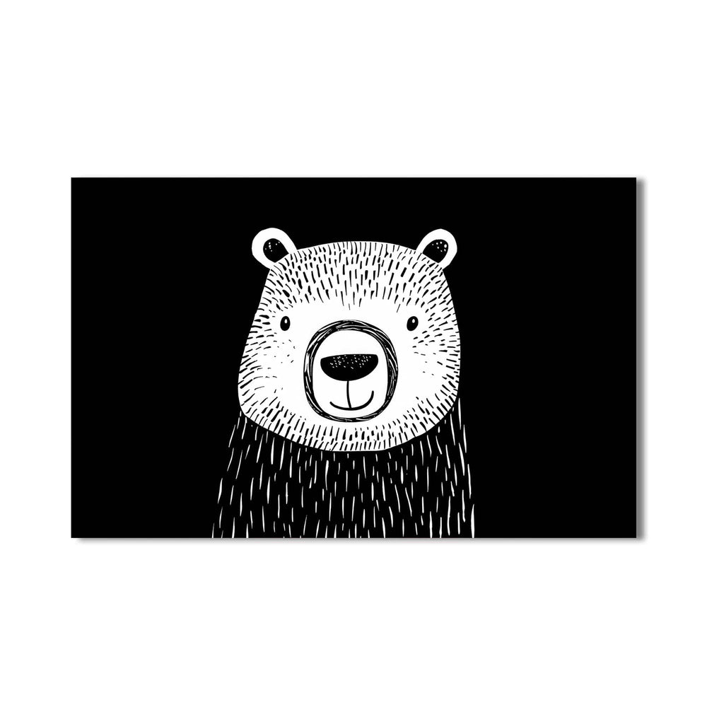 Artronauts Glass Print Minimal Black & White Bear – Animal Tempered Glass Wall Art