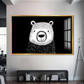 Artronauts Glass Print S | 72x46 cm | 28.3"x18.1" / Gold Minimal Black & White Bear – Animal Tempered Glass Wall Art