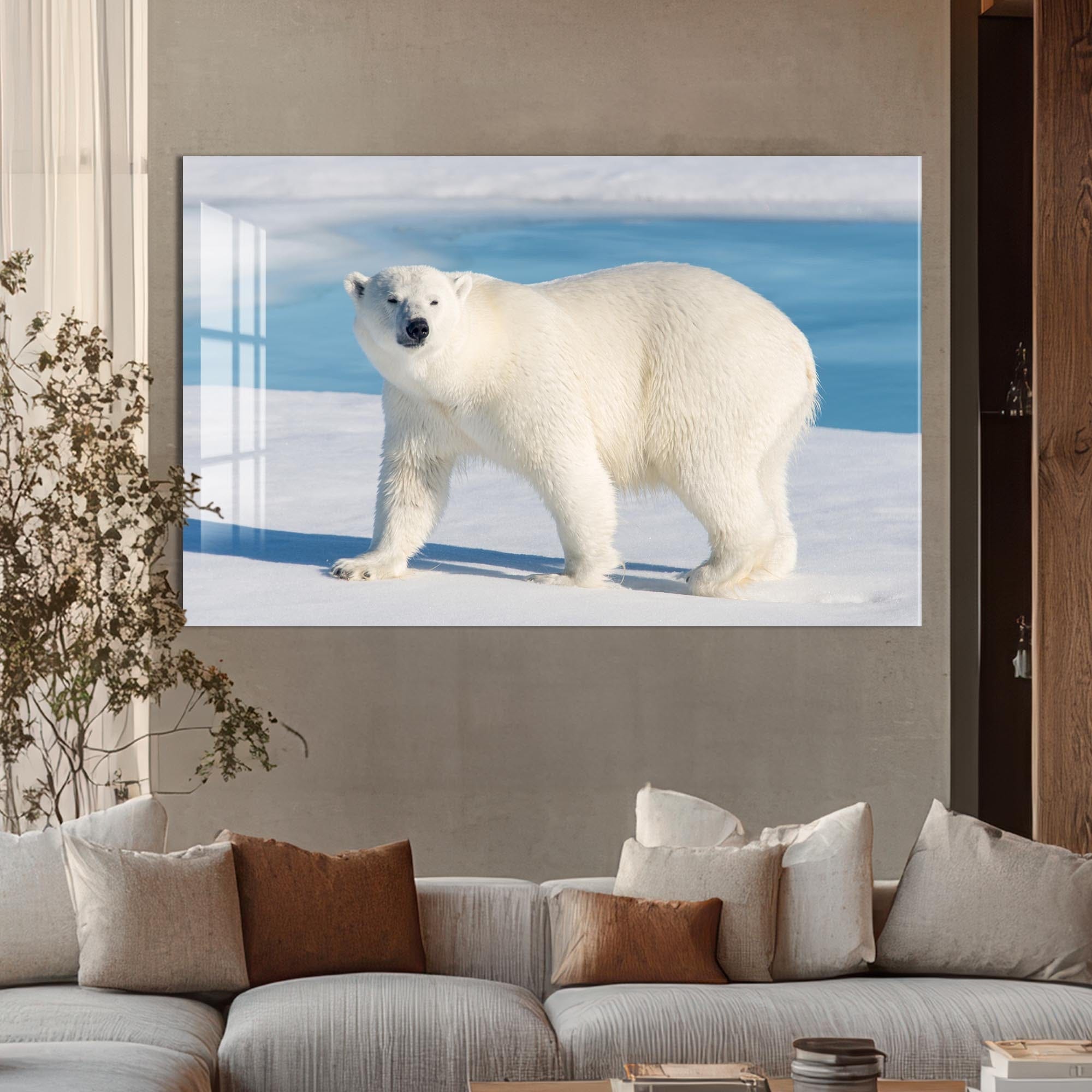 Artronauts Glass Print Polar Bear on Arctic Snow – Animal Tempered Glass Wall Art