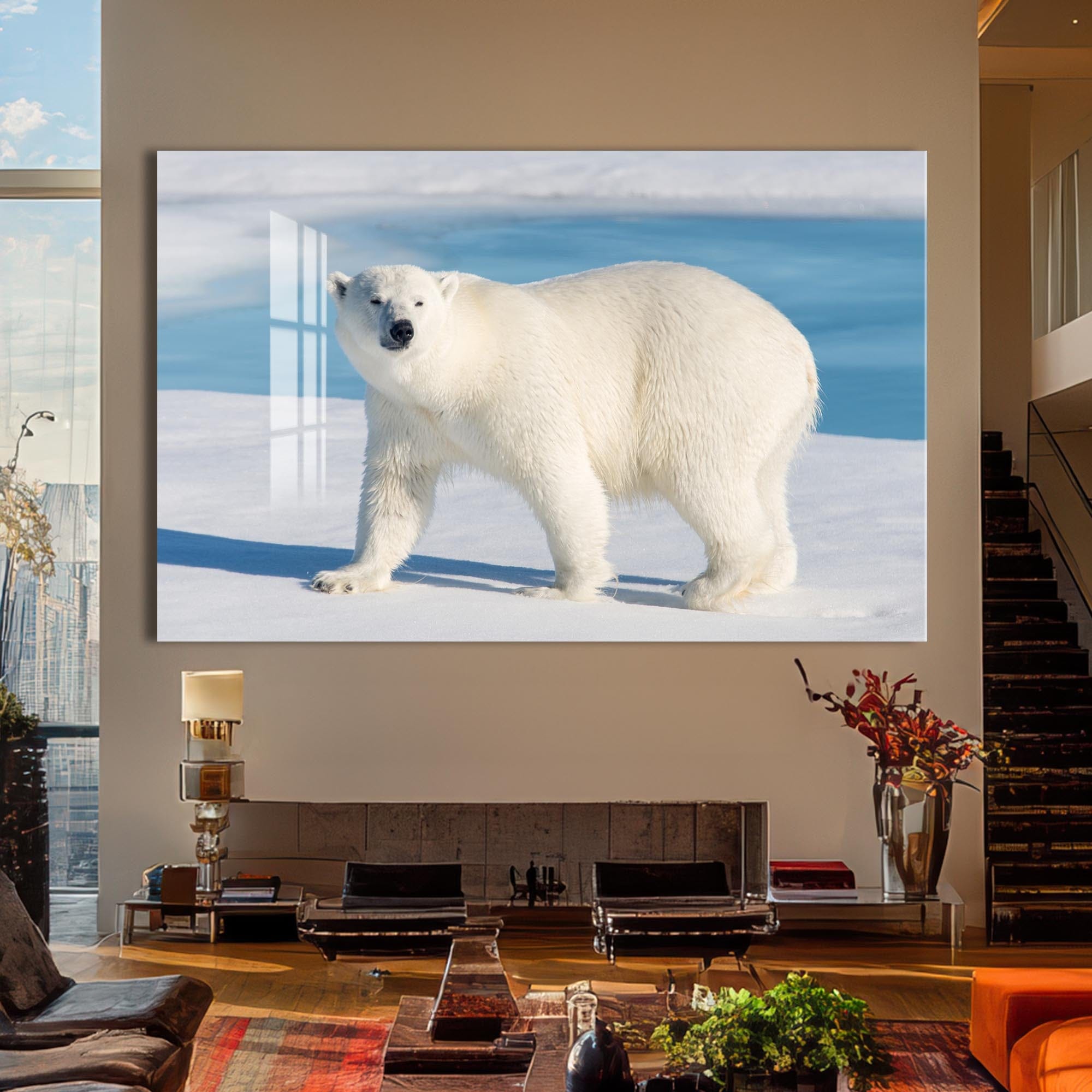 Artronauts Glass Print Polar Bear on Arctic Snow – Animal Tempered Glass Wall Art