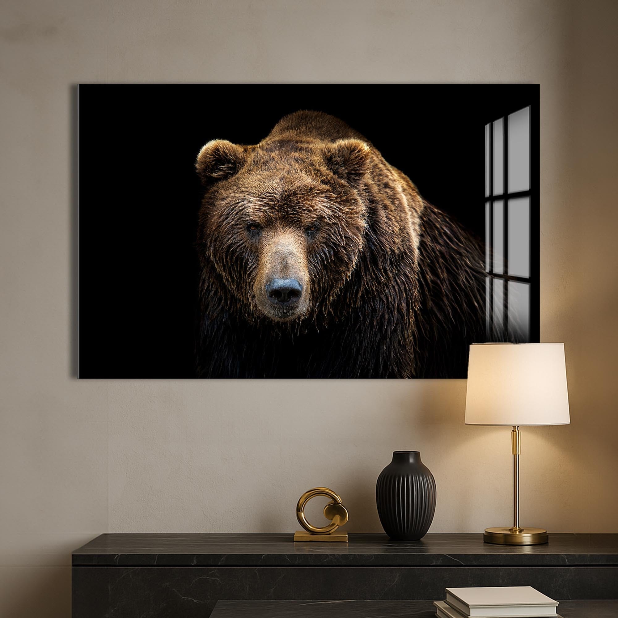 Artronauts Glass Print Brown Bear Portrait – Animal Tempered Glass Wall Art