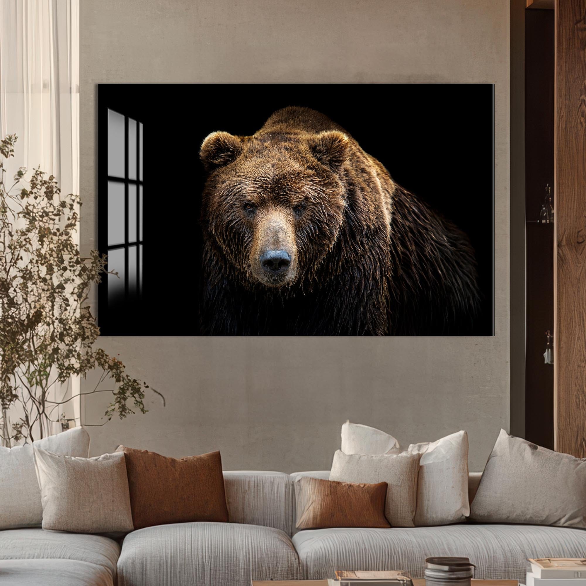 Artronauts Glass Print Brown Bear Portrait – Animal Tempered Glass Wall Art