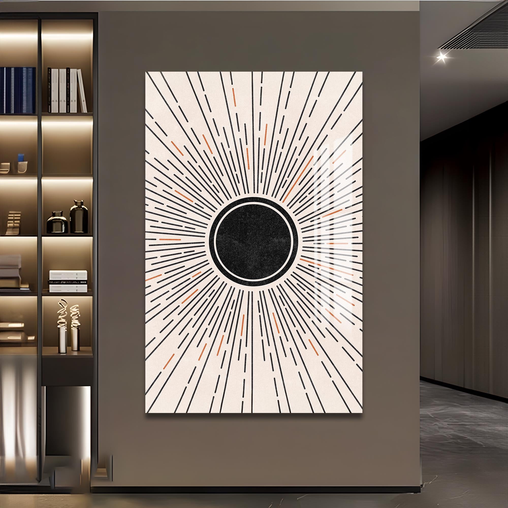 Solar Eclipse Burst– Bohemian Tempered Glass Wall Art