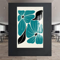 Artronauts Glass Print Teal Bloom Pattern– Bohemian Tempered Glass Wall Art (