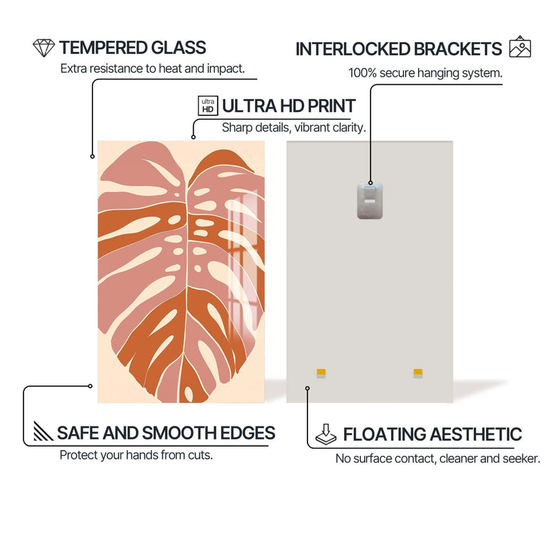 Artronauts Glass Print Blush Monstera– Bohemian Tempered Glass Wall Art