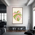 Artronauts Glass Print S | 72x46 cm | 28.3"x18.1" / Walnut Blush Monstera Heart– Bohemian Tempered Glass Wall Art