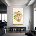Artronauts Glass Print S | 72x46 cm | 28.3"x18.1" / Gold Blush Monstera Heart– Bohemian Tempered Glass Wall Art