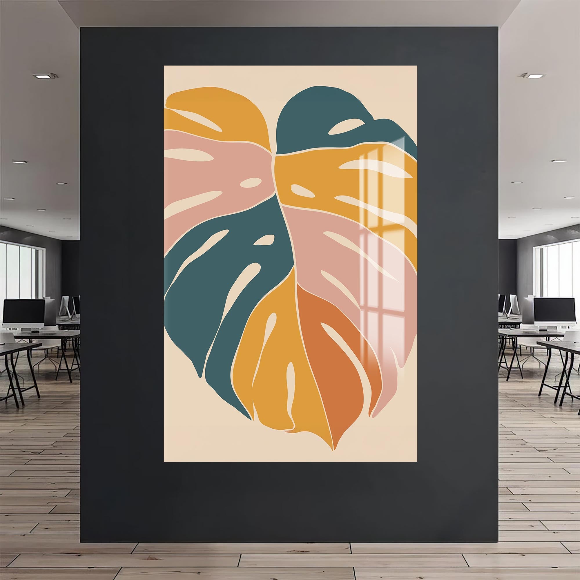 Terra Leaf Flow– Bohemian Tempered Glass Wall Art