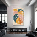 Artronauts Glass Print S | 72x46 cm | 28.3"x18.1" / White Terra Leaf Flow– Bohemian Tempered Glass Wall Art