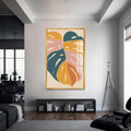 Artronauts Glass Print S | 72x46 cm | 28.3"x18.1" / Gold Terra Leaf Flow– Bohemian Tempered Glass Wall Art