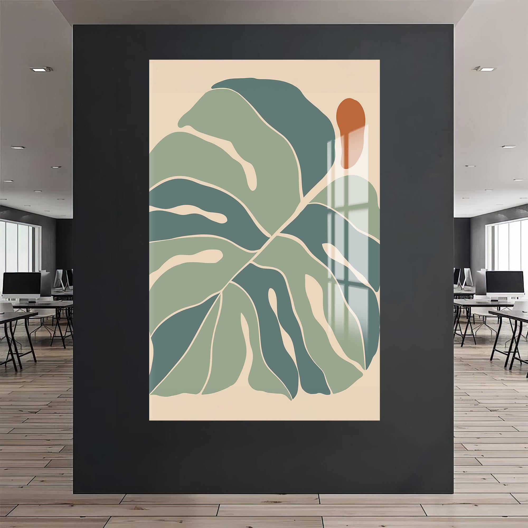 Artronauts Glass Print Nordic Leaf Balance– Bohemian Tempered Glass Wall Art