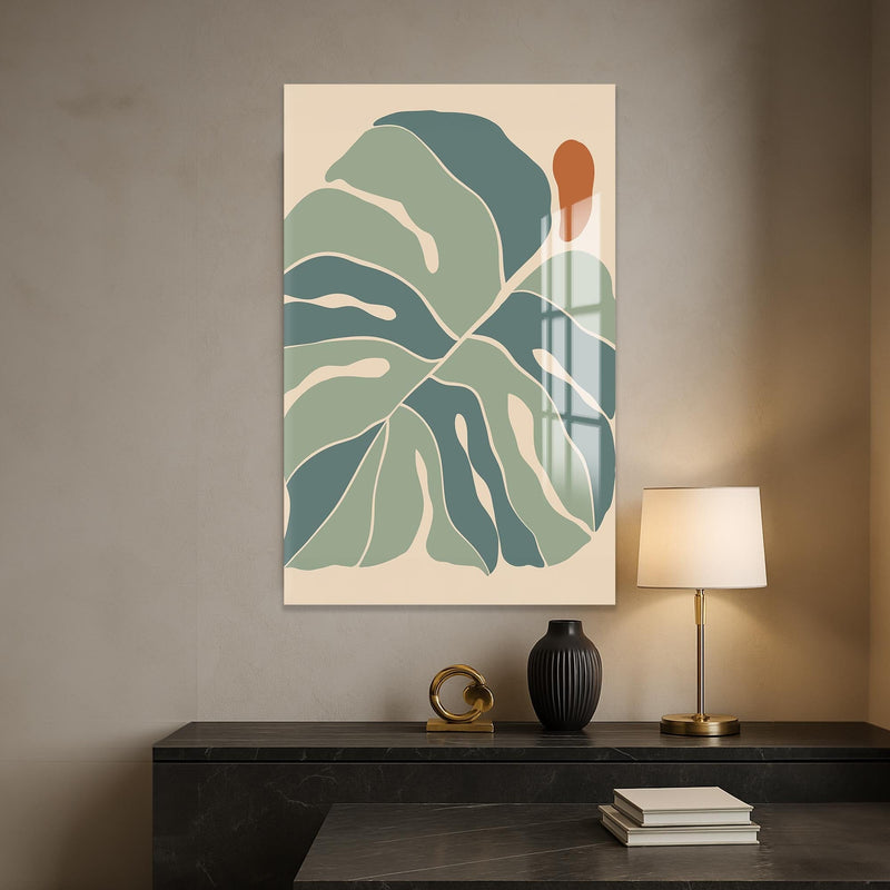Artronauts Glass Print Nordic Leaf Balance– Bohemian Tempered Glass Wall Art