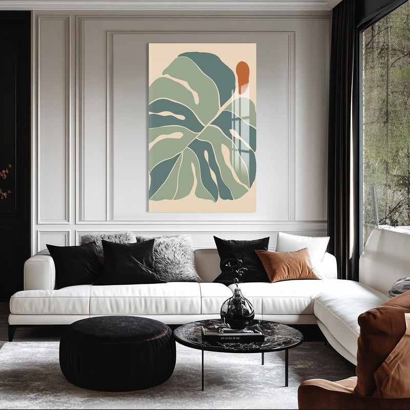 Artronauts Glass Print Nordic Leaf Balance– Bohemian Tempered Glass Wall Art