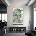 Artronauts Glass Print S | 72x46 cm | 28.3"x18.1" / Walnut Nordic Leaf Balance– Bohemian Tempered Glass Wall Art