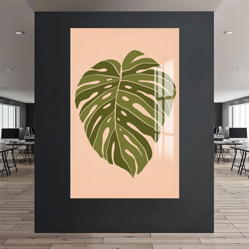 Artronauts Glass Print Soft Olive Heartleaf– Bohemian Tempered Glass Wall Art