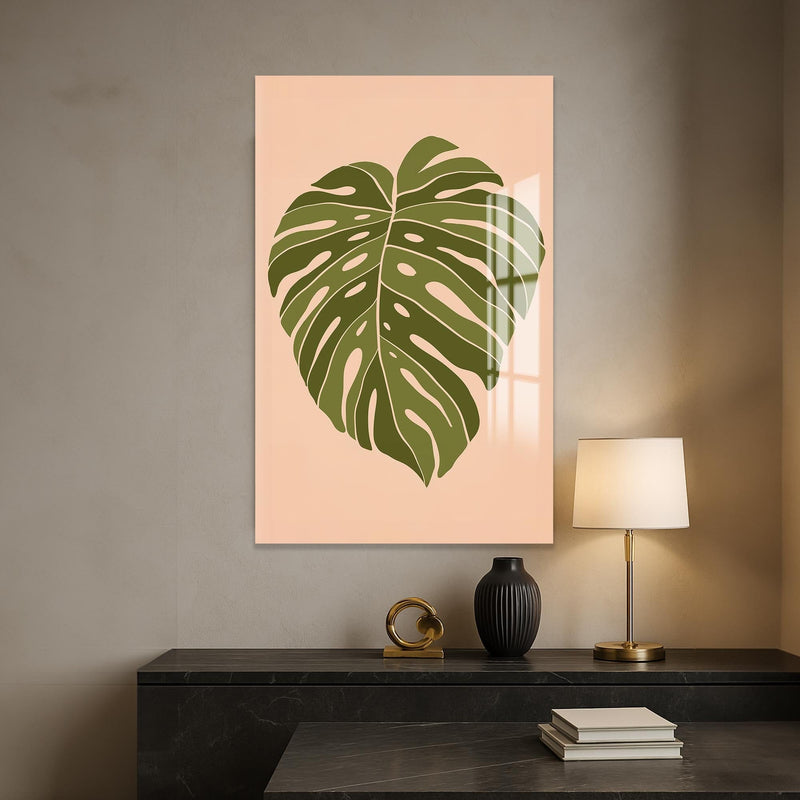 Artronauts Glass Print Soft Olive Heartleaf– Bohemian Tempered Glass Wall Art