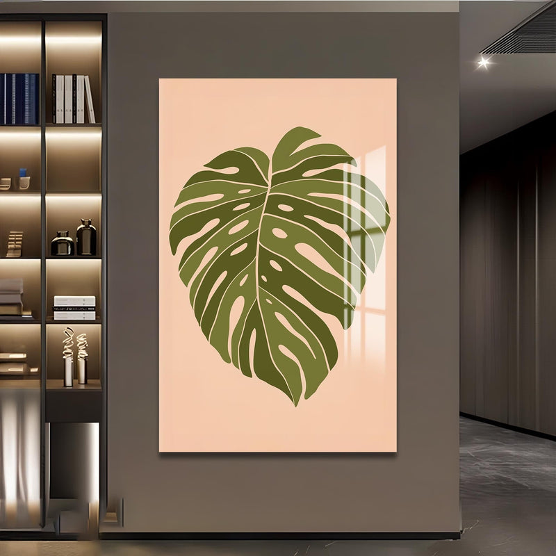Artronauts Glass Print Soft Olive Heartleaf– Bohemian Tempered Glass Wall Art
