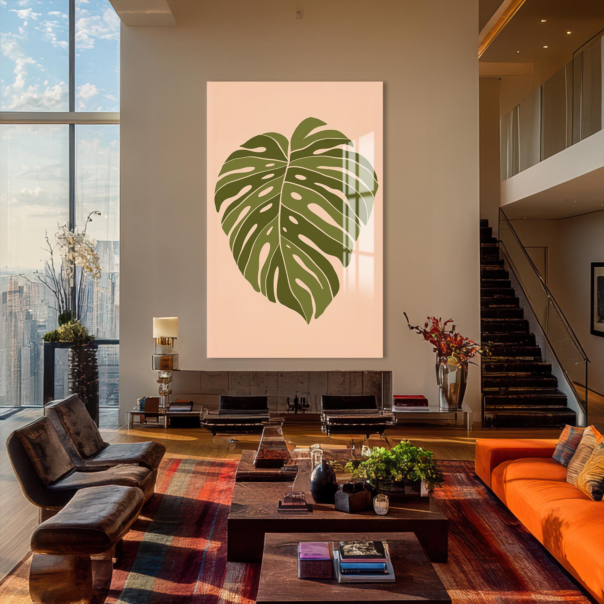 Artronauts Glass Print Soft Olive Heartleaf– Bohemian Tempered Glass Wall Art