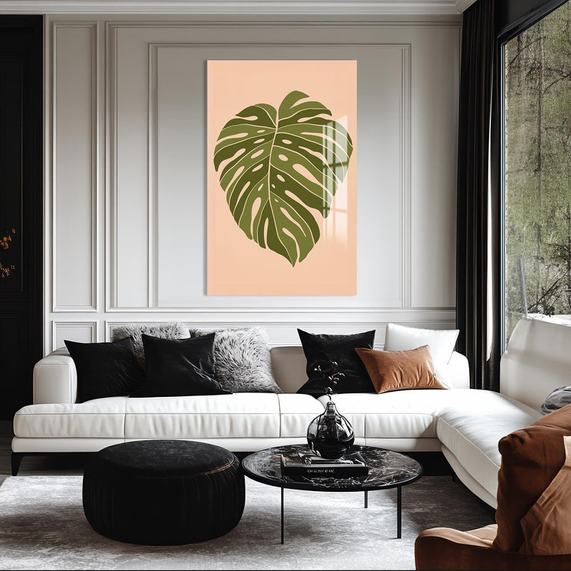 Artronauts Glass Print Soft Olive Heartleaf– Bohemian Tempered Glass Wall Art