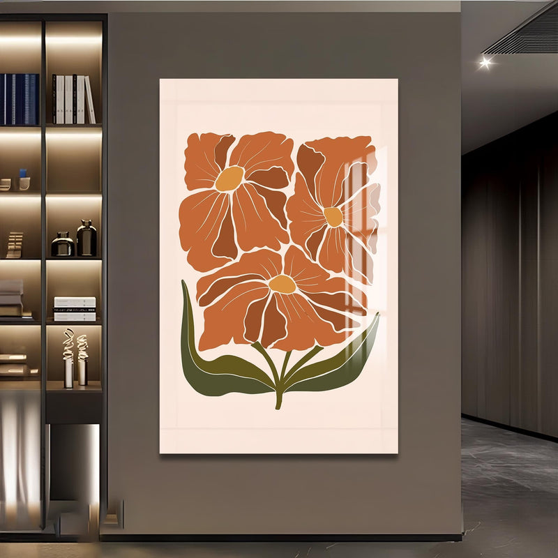 Artronauts Glass Print Terracotta Floral Trio– Bohemian Tempered Glass Wall Art
