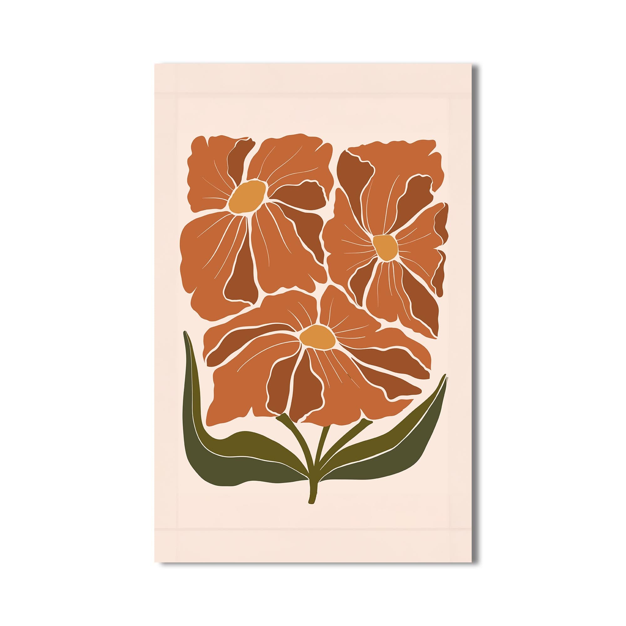 Terracotta Floral Trio– Bohemian Tempered Glass Wall Art