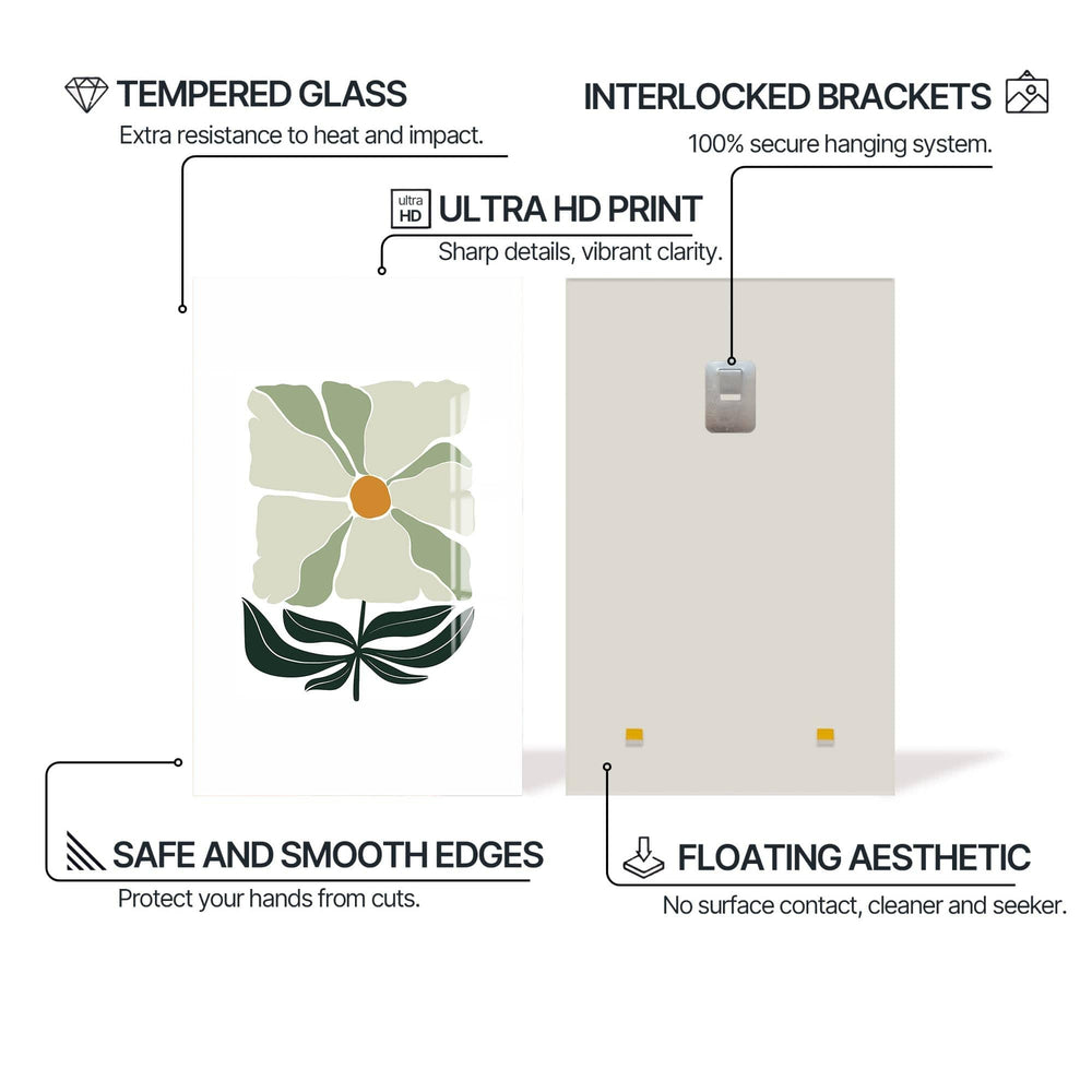 Artronauts Glass Print Soft Ivory Bloom– Bohemian Tempered Glass Wall Art