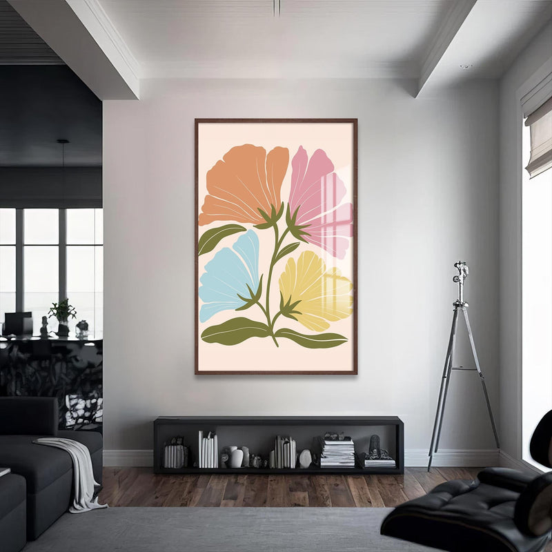 Artronauts Glass Print S | 72x46 cm | 28.3"x18.1" / Walnut Pastel Garden Harmony– Bohemian Tempered Glass Wall Art