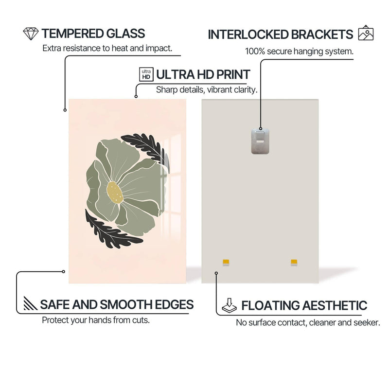 Artronauts Glass Print Sage Petal Calm– Bohemian Tempered Glass Wall Art