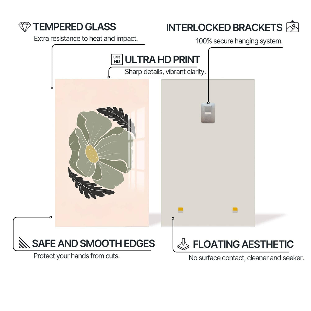 Artronauts Glass Print Sage Petal Calm– Bohemian Tempered Glass Wall Art