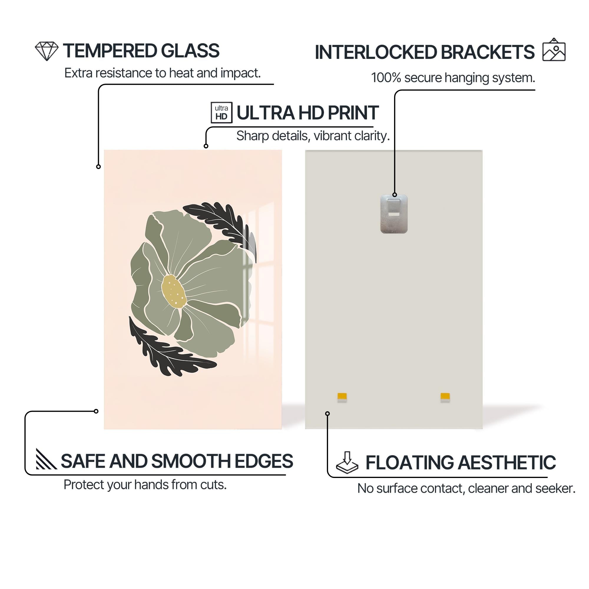 Artronauts Glass Print Sage Petal Calm– Bohemian Tempered Glass Wall Art