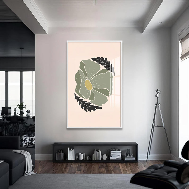 Artronauts Glass Print S | 72x46 cm | 28.3"x18.1" / White Sage Petal Calm– Bohemian Tempered Glass Wall Art